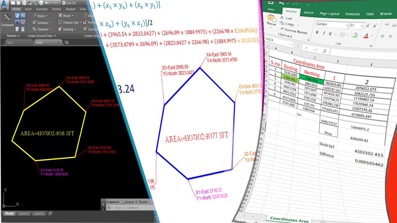 Coordinates Area on Site, Coordinate area in Excel, insert points to Vertices and also power point.