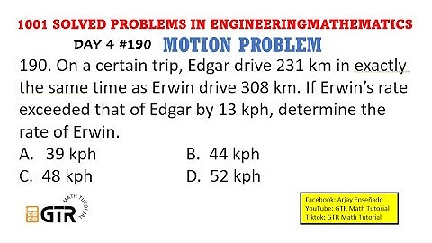 1001 SOLVED PROBLEMS IN ENGINEERING MATHEMATICS | Day 4 #190 Motion Problem