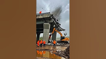 When You Demolish Too Soon… and Workers Are Still There 😨 #demolition #fail #construction #bridge