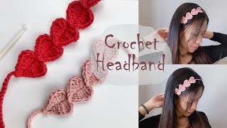 How To Crochet Heart Headband Tutorial | Crochet Mini Heart long Strap Headband