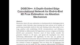 DGECN++  A Depth Guided Edge Convolutional Network for End to End 6D Pose Estimation via Attention M