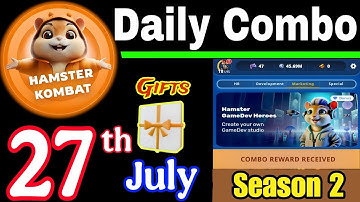 Hamster Kombat GameDev Heroes 🎮| 27 July Daily Combo 🧩 Season 2