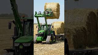 $5,000,000 John Deere 9RX Tractor 🚜 | Loading Giant Hay Bale Trailer in the Field