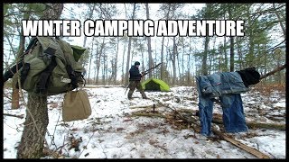 WINTER CAMPING EXPEDITION - EXPLORING LAND - OUTDOOR COOKING - POTENTIAL SHELTERS