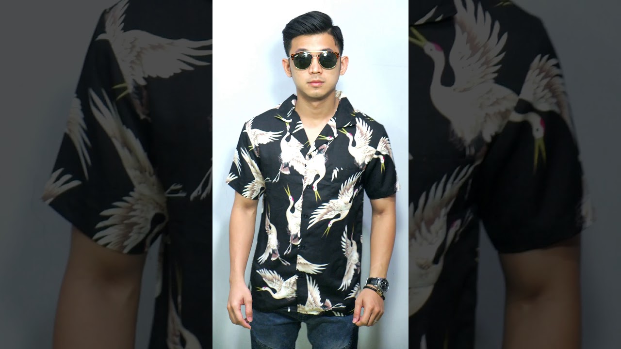 Kemeja Pendek  Pantai Pria  Baju  Kerja  Formal Floral Slimfit 