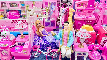 13 Minutes Satisfying with Unboxing Barbie Fancy Bedroom & Furniture Toys Set Review | ASMR