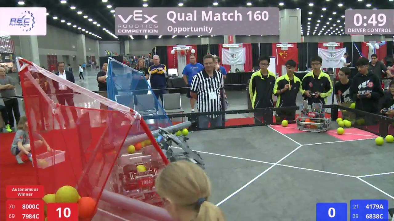 VEX Worlds 2016 - VRC Middle School - Opportunity - Qual 160 (8000C 7984C) 215 vs 81 (4179A 6838C)