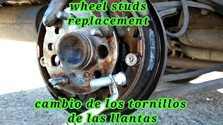 como cambiar los tornillos de las llantas (wheel studs replacement)