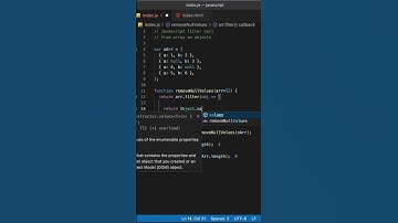 Javascript remove null from array of object using every #webdev #js #javascript #shorts