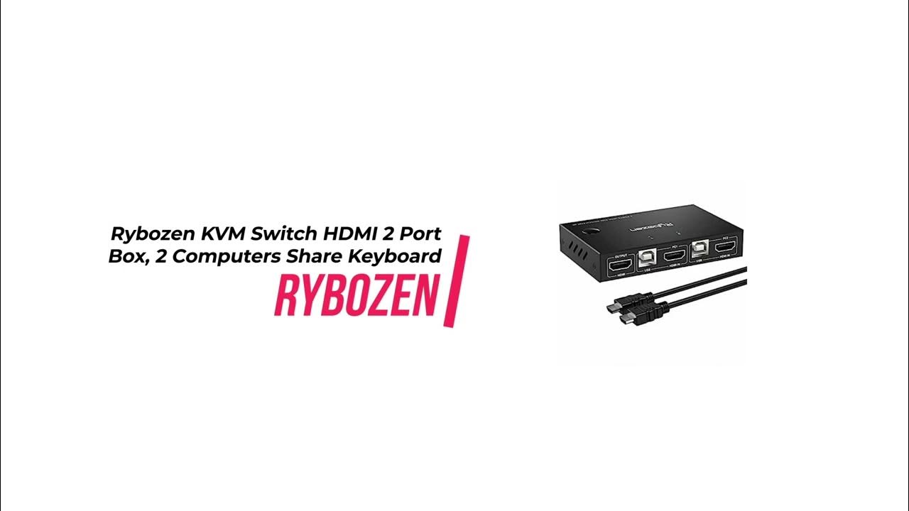 Rybozen KVM Switch HDMI 2 Port Box, 2 Computers Share Keyboard Mouse