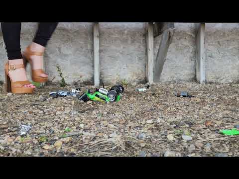 Pebbles crushes toy car into pieces #crushexperiment #highheels #toycarcrush #asmrcrush