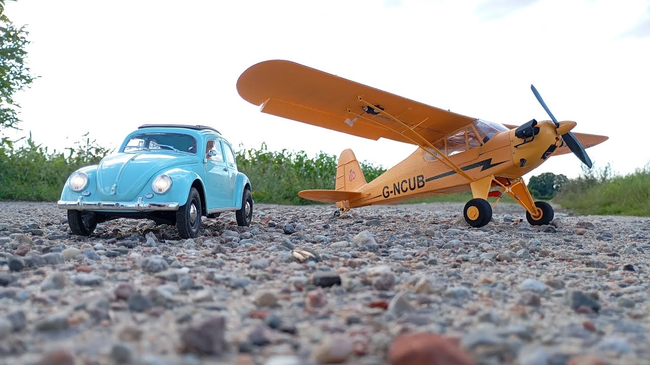 rc Plane Piper Cup & VW Käfer  Beautiful First Flight 