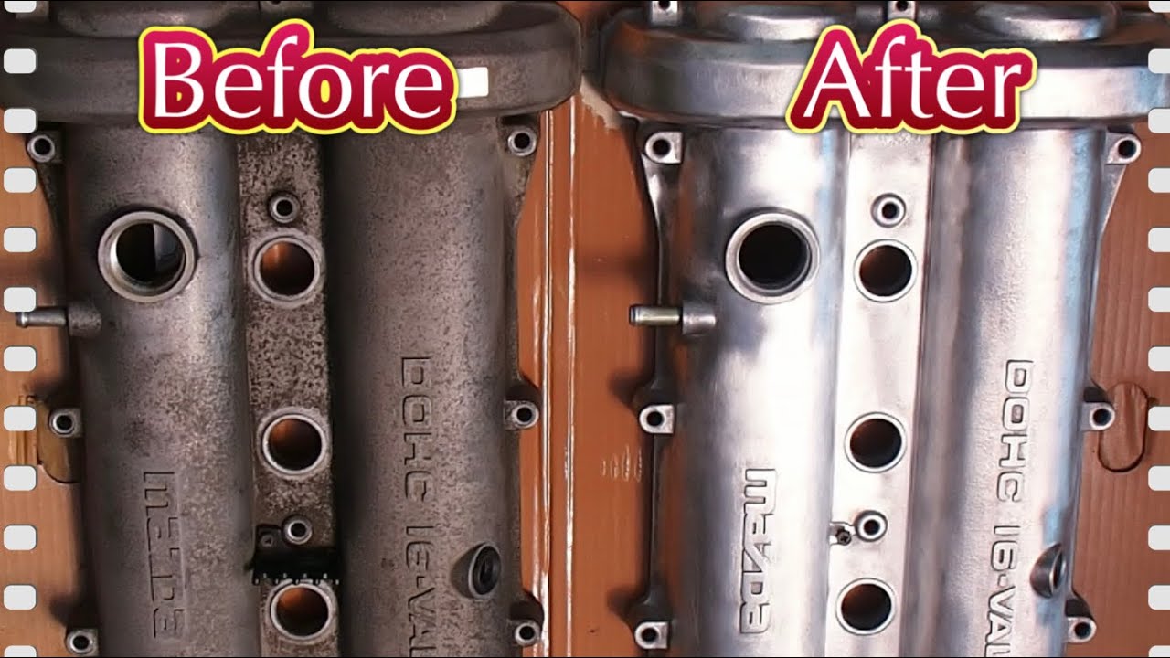 How to polish a used engine head cover with an impact driver and