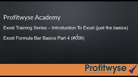 006 - Profitwyse Academy | Introduction to Excel Series | Formula Bar Basics Part 4