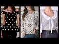 most trending and gorgeous daily work wear Polka dot Blouses design in black and white for women