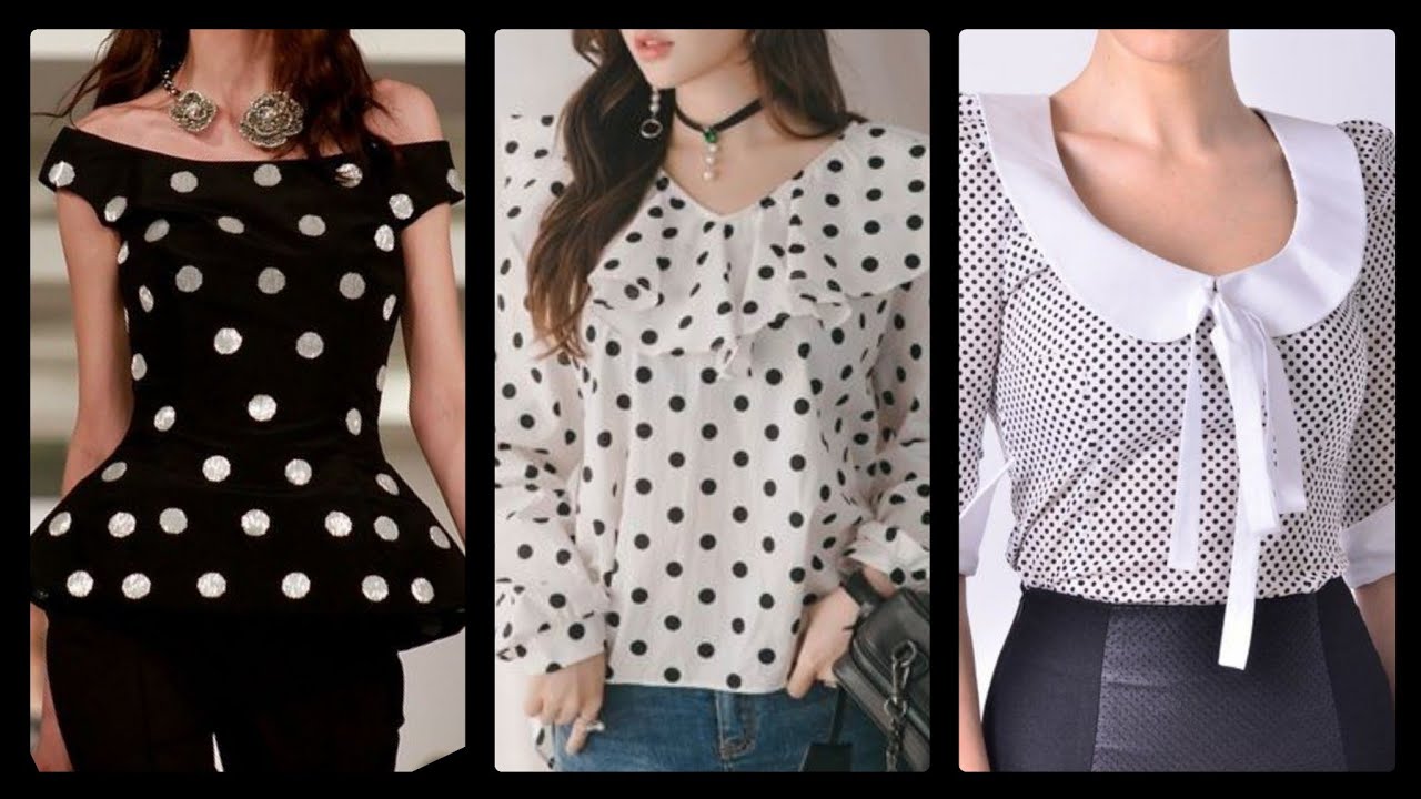 white blouse with black polka dots