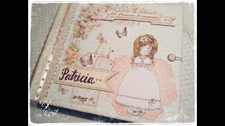 ÁLBUM+LIBRO de FIRMAS PRIMERA COMUNIÓN NIÑA. SCRAPBOOKING