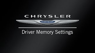 Driver Memory Settings Programming | How To | 2020 Chrysler 300
