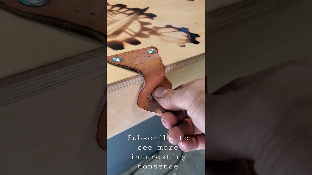 Simple leather latch to keep a box lid closed.