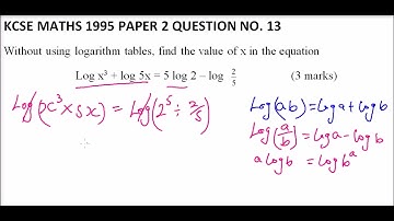 1995 MATHEMATICS  PAPER 2 NO  13 ON logarithmic notations