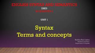 SYNTAX| Terms and concepts| DSE3 Unit-1