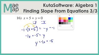 KutaSoftware: Algebra 1- Finding Slope From An Equation Part 3