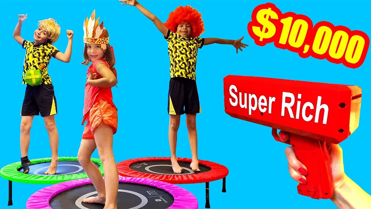 LAST TO LEAVE TRAMPOLINE WINS $10,000 - GYM CHALLENGE DEMOJOUETS