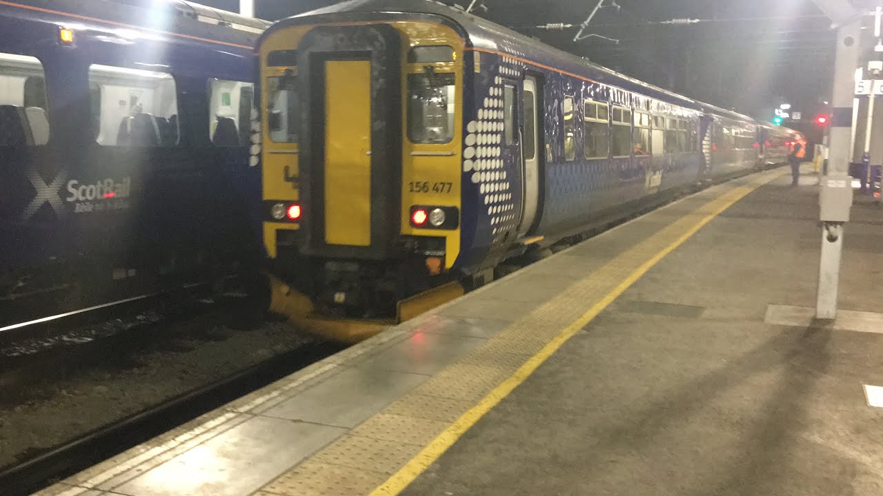 Scotrail 156456 and 156477 depart Glasgow Queen Street for Oban and Mallaig