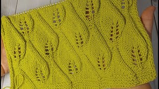 Шикарные листья спицами. Openwork pattern with knitting needles. Knitting pattern leaves.