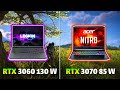 RTX 3060 130 Watt Laptop vs RTX 3070 85 Watt Laptop Benchmarks | Test in 6 Games |