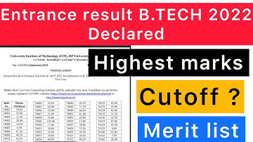 HPU B.TECH  merit list 2022 || b.tech result declared || expected cutoff #hp #cutoff #meritlist