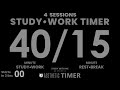 DARK Mode, Pomodoro 40/15 Study Timer, No Music, 4 Sessions, 40 Minute Study, Gentle Alarm
