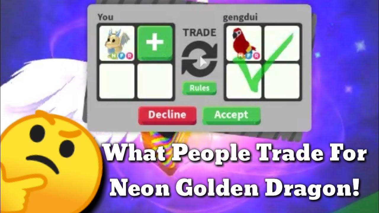 What People Trade For Neon Golden Dragon Giveaway Roblox Adopt Me Youtube - roblox adopt me neon golden dragon