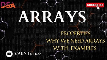 Arrays  in Data Structure | Properties of Array | Why we need Arrays | With Examples | VAK