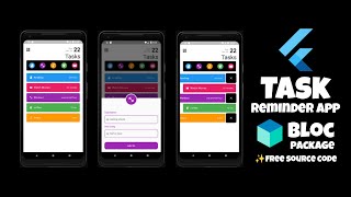 Flutter UI Practicing | Task reminder App | Clean architecture using Bloc package.
