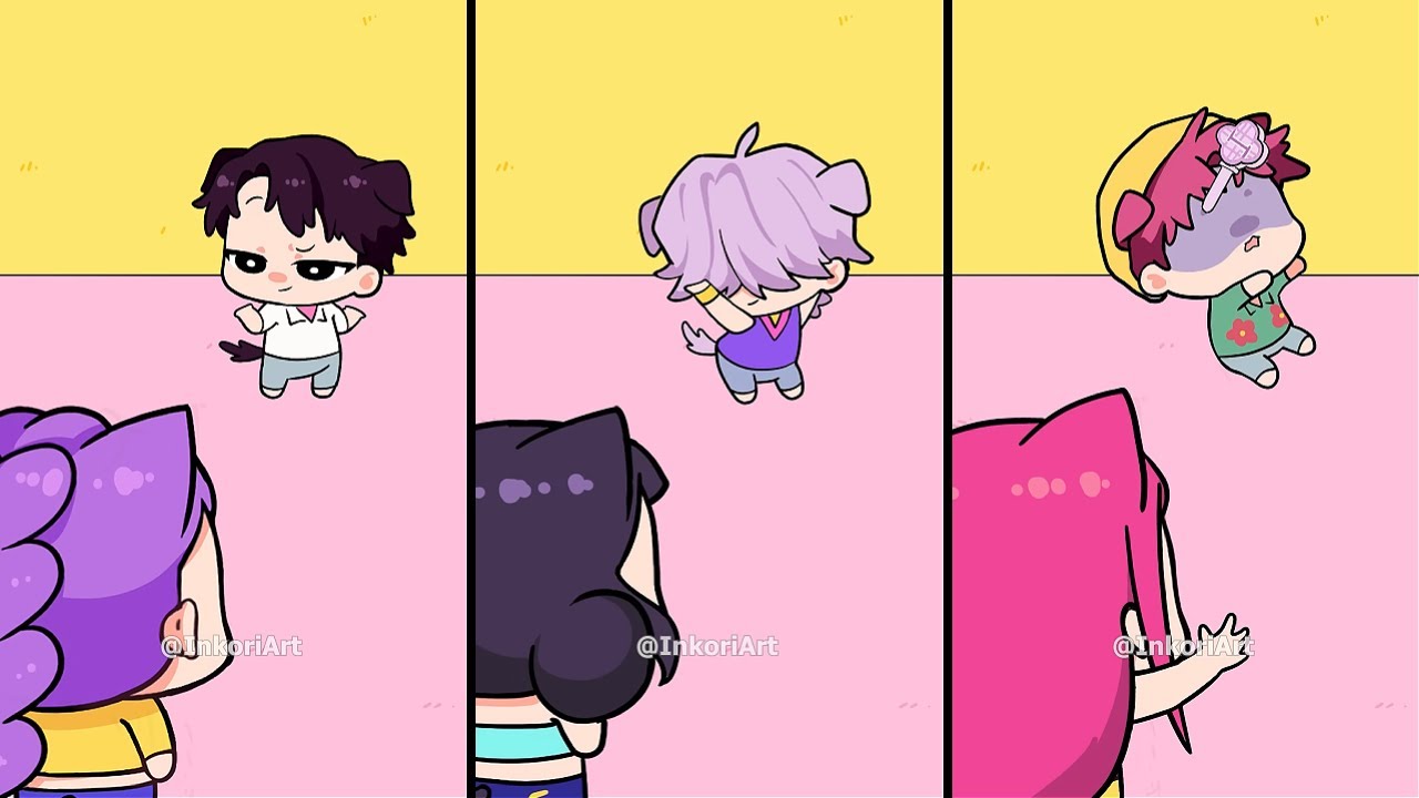 SAJA BOYS Puppies Teasing the HUNTR-X Cats - Who is the cutest || Kpop Demon Hunters