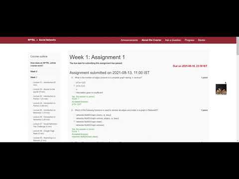 NPTEL : Social Networks | Week 1 Assignment 1 - Solutions with proofs (100% correct)