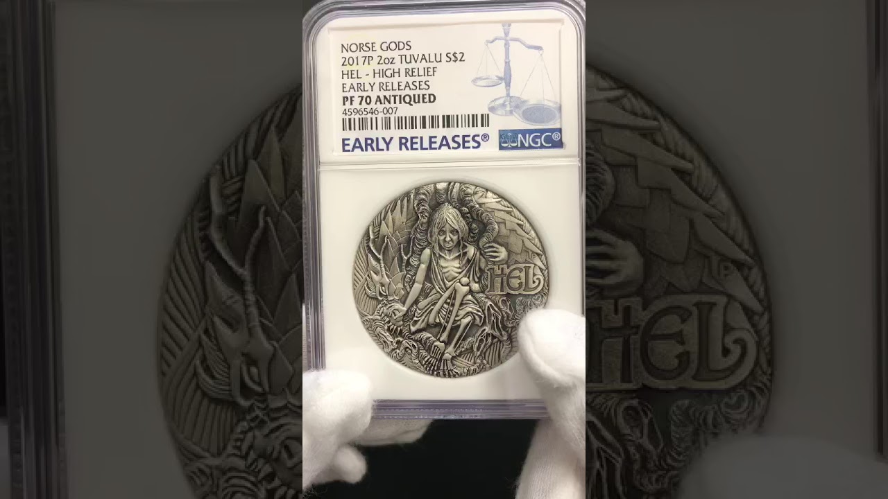 ツバル 女神ヘル 2オンス純銀 2017 ツバル プルーフ ハイリレーフ 2