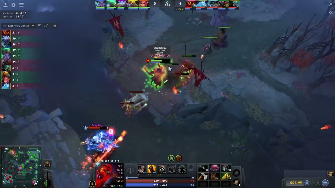 Как играть на центральной линии ember spirit (mellojul (smurf)) против queen of pain - Dota 2