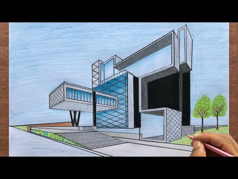 How To Draw A Modern House Using 2-Point Perspective Step By Steps