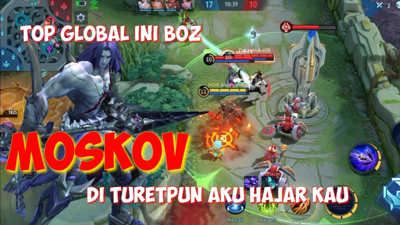 TOP GLOBAL MOSKOV NGEJAR SAMPAI DALAM TURET MUSUH - MOBILE LEGENDS