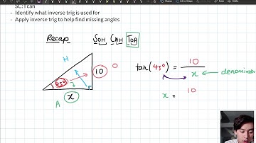 Year 9 - Using Trigonometry to Find Missing Angles - Intro and Recap (1/6)