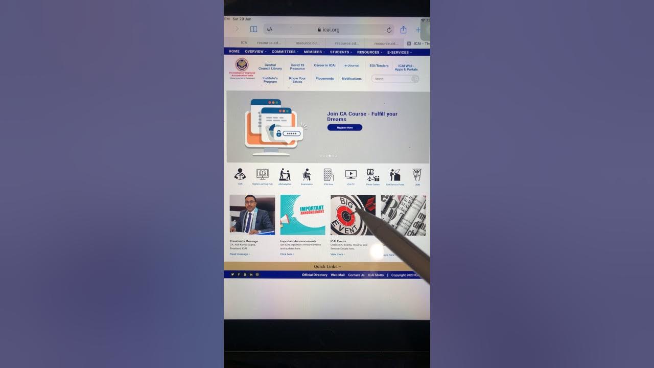 ICAI WEBSITE NEW LOOK ICAI READING ROOM DETAILS CA YouTube