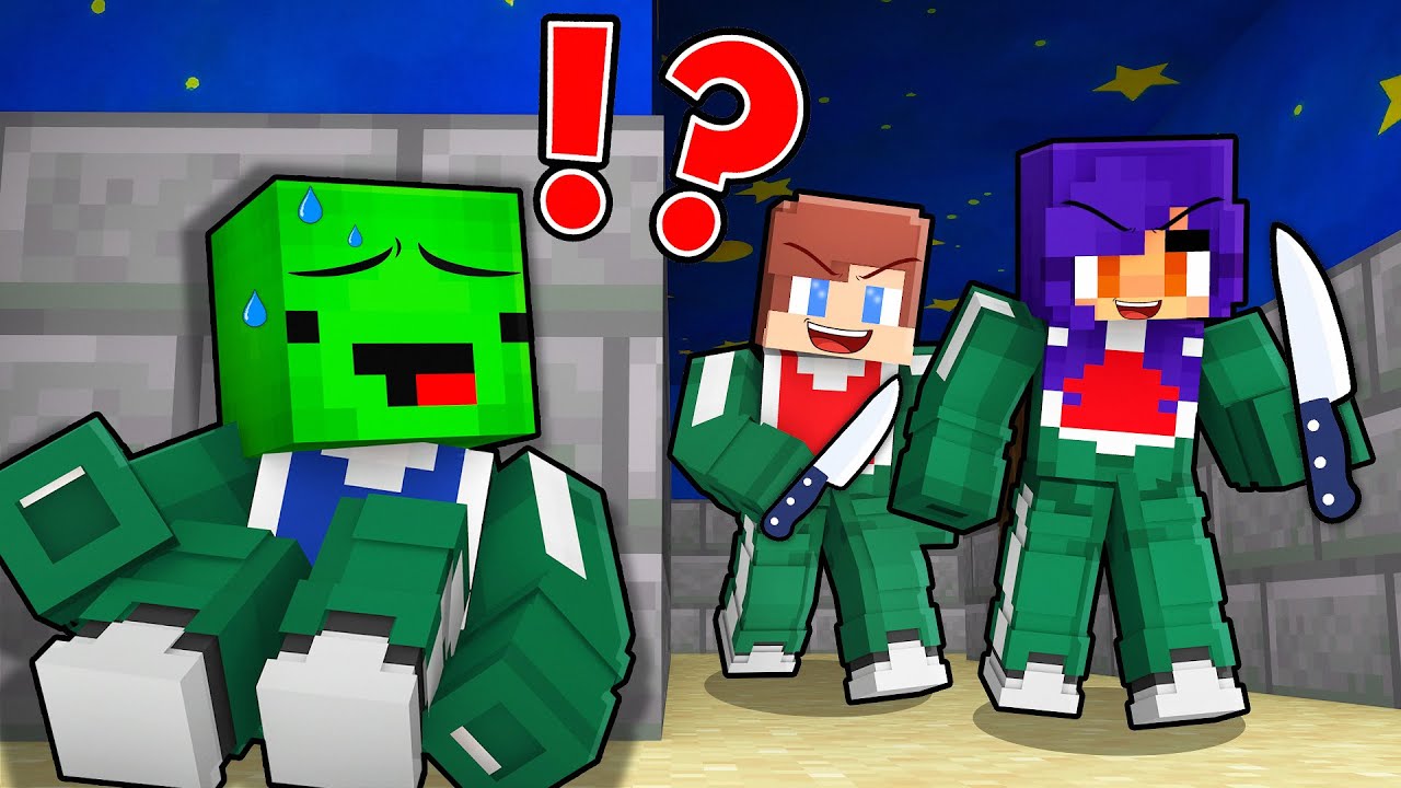 How Mikey SURVIVE in Dangerous HIDE and SEEK? SQUID GAME CHALLENGE - Maizen Minecraft Animation