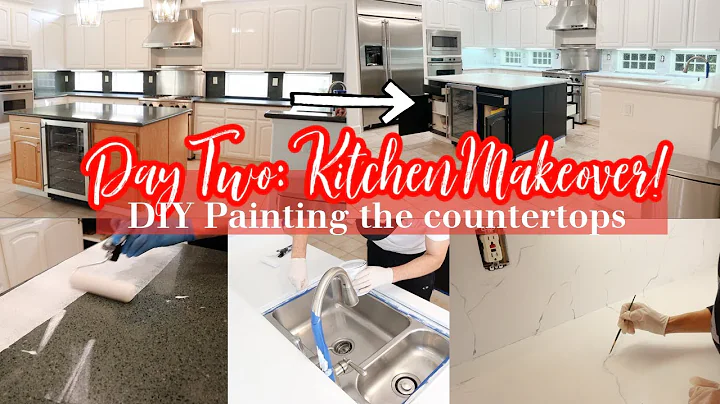 KITCHEN MAKEOVER for $500 // DAY 2 // PAINTING THE COUNTERTOPS!! @LaurenNicholsen