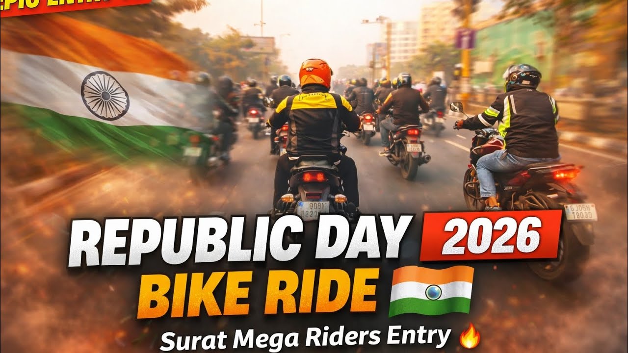 ||Republic Day Bike Ride 2026 || Surat Mega Riders Grand Entry 🔥 | 26 January Rally  🏍️|