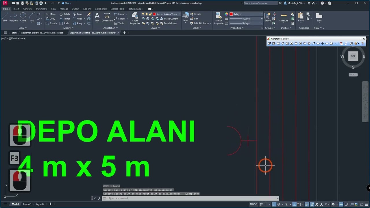 Kuvvetli Akım Tesisatı Çizimi - Zemin Kat 4/6