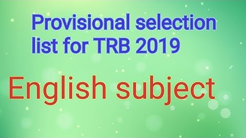 PG TRB English personal selection list for 2019