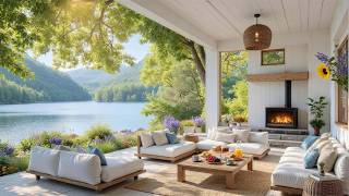 Peaceful Spring Lakeside Porch 🌿 Soft Piano Music & Soothing Fireplace Sounds for Work screenshot 4