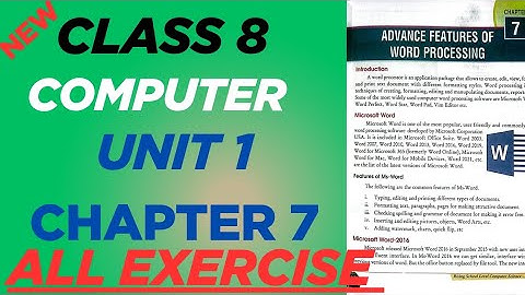Class 8 computer book unit 1 chapter 7 // Exercise// All Exercise// English Medium// chapter 7